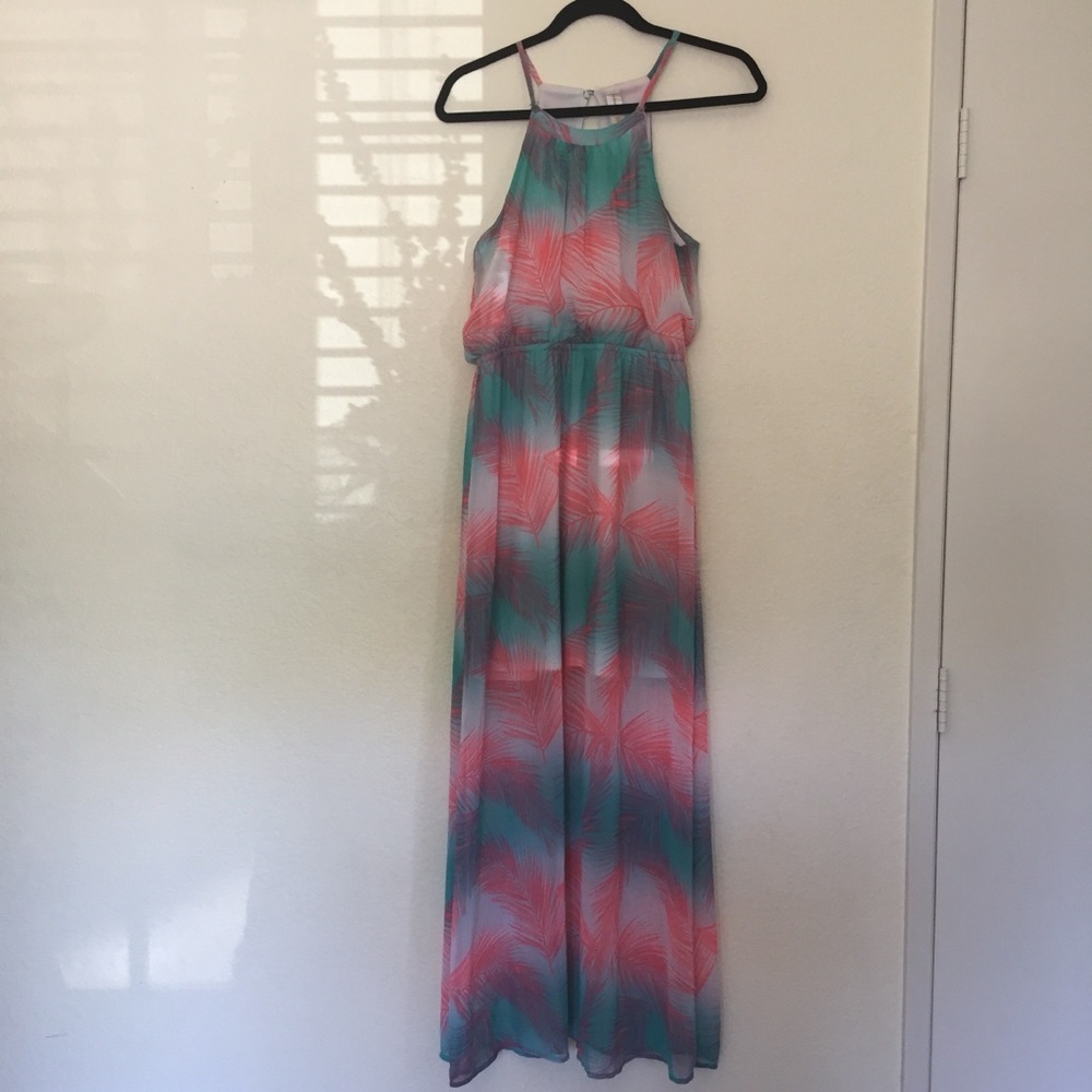 🚨SOLD🚨 Noboundaries Pink & Teal Maxi Dress
